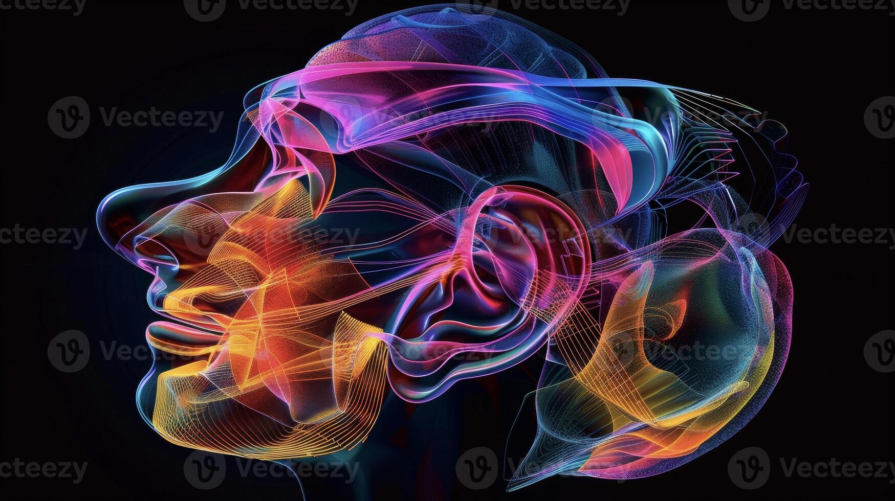A holographic representation of the human ear with its different components including the eardrum cochlea and ossicles displayed in vivid colors for a better understandin photo