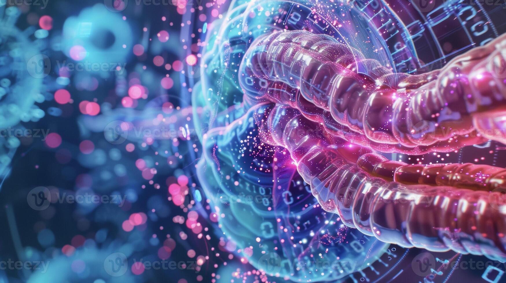 A closeup of a digital twins digestive system with realtime data and simulations for digestion and nutrition photo
