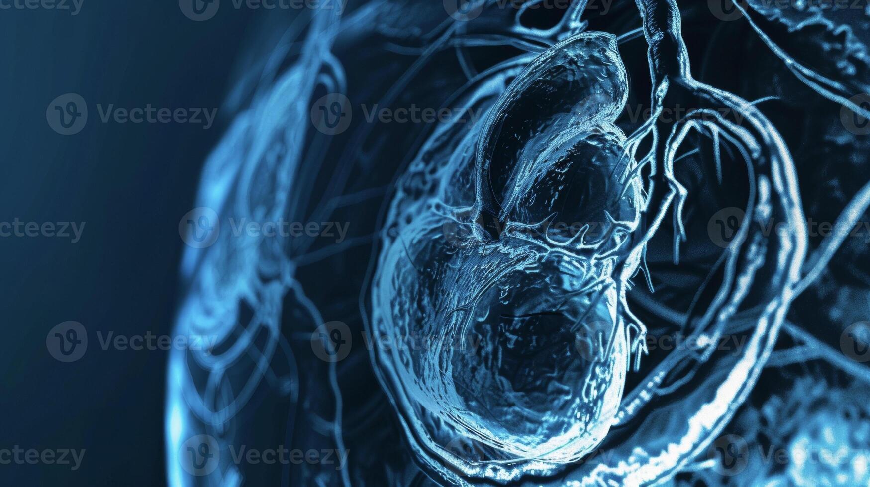 A magnified shot of an AIenhanced ultrasound image depicting the placenta and its supply aiding in the detection of potential issues such as placental insufficiency that ca photo