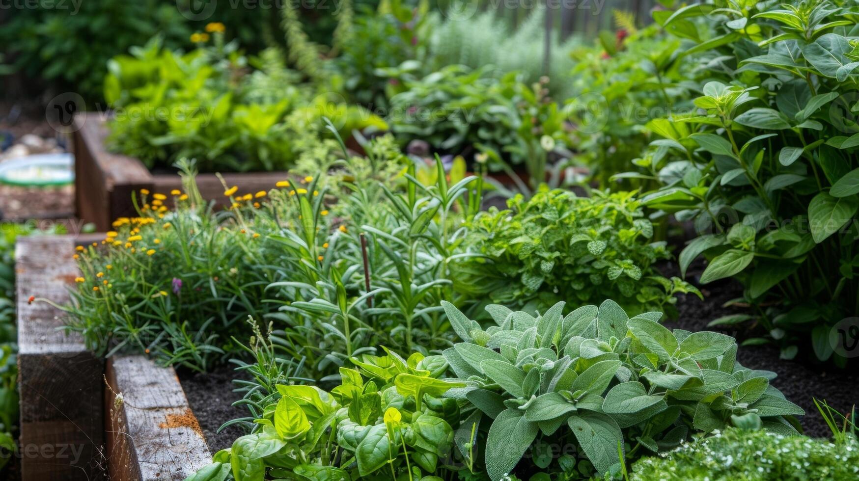 At various levels small herb gardens are nestled between larger plants providing both visual interest and a practical use for students interested in cooking and sustainabl photo
