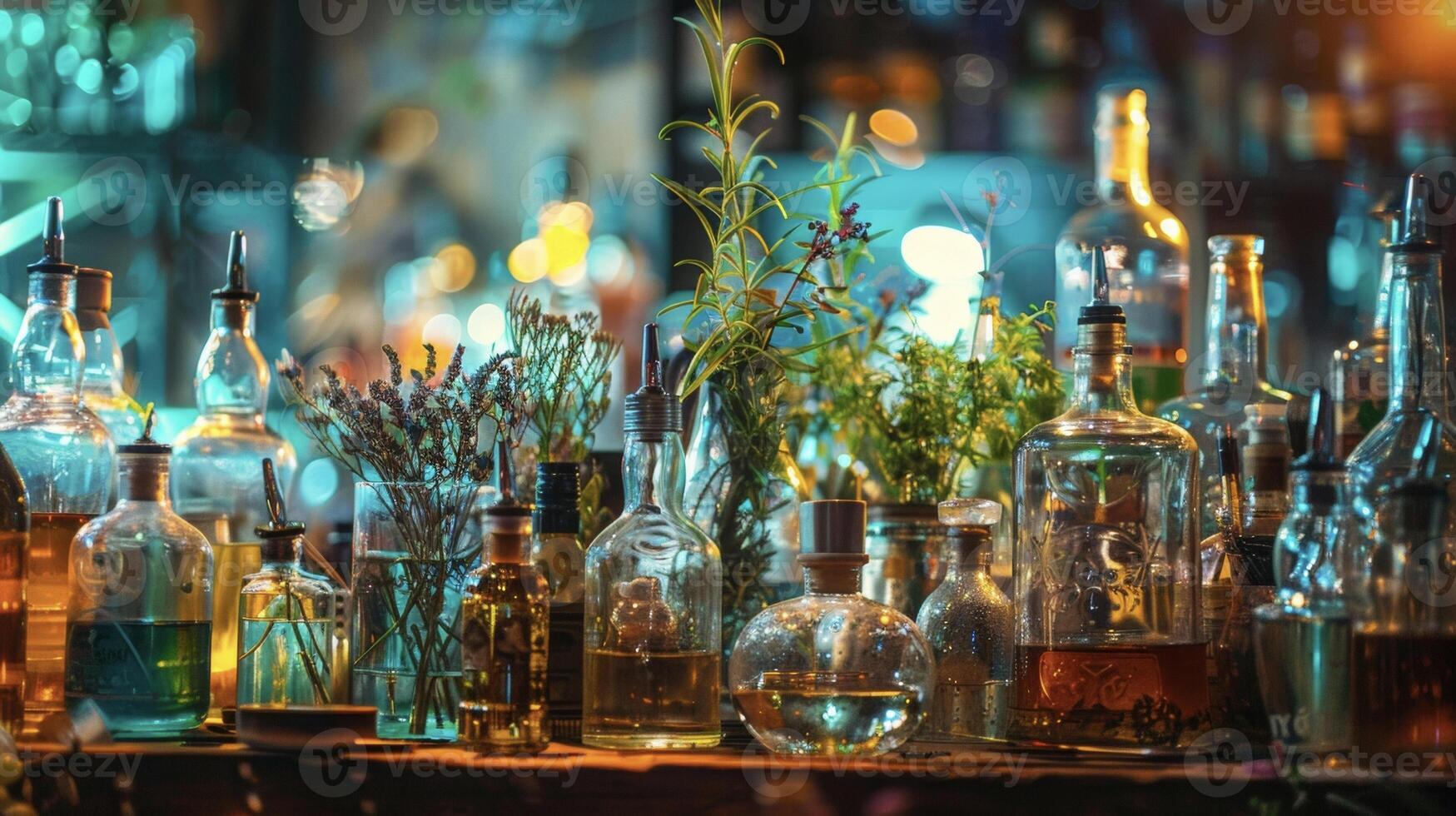 Tantalizing aromas of es and herbs wafting from a bar stocked with eclectic spirits and bitters setting the perfect scene for a night of experimental music and drinks photo