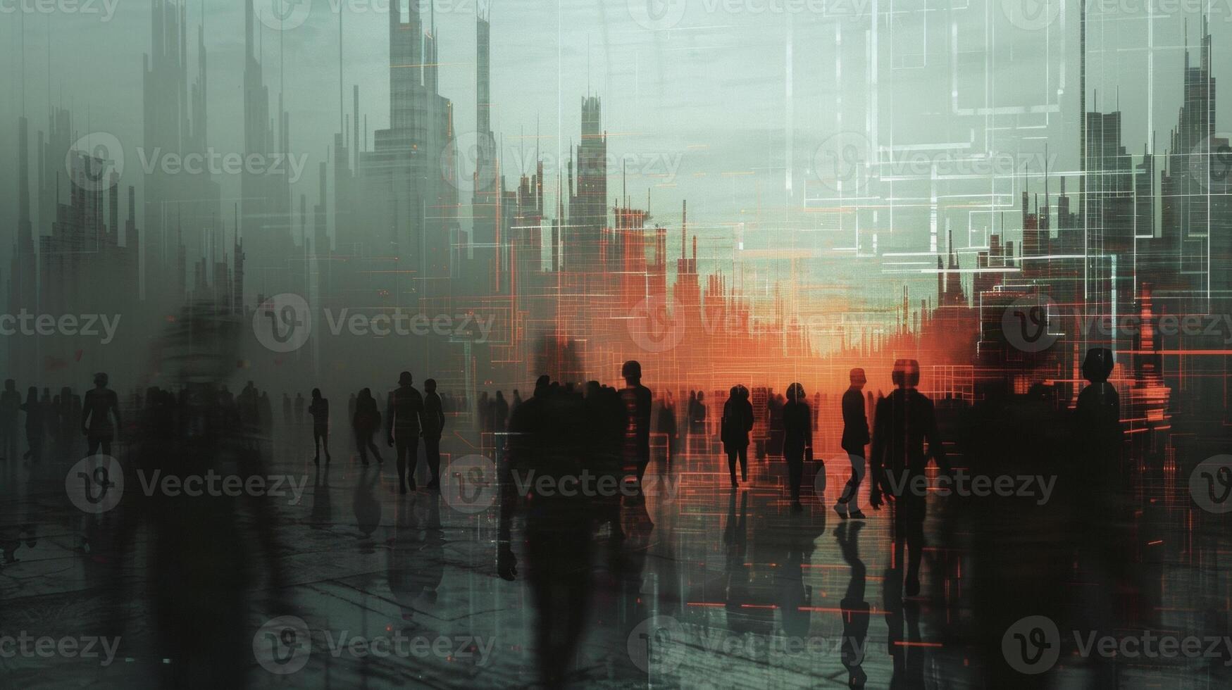 The citys inhabitants appear as mere pixels against the vast backdrop of the digital sky their movements recorded and manipulated by the advanced technology that surround photo