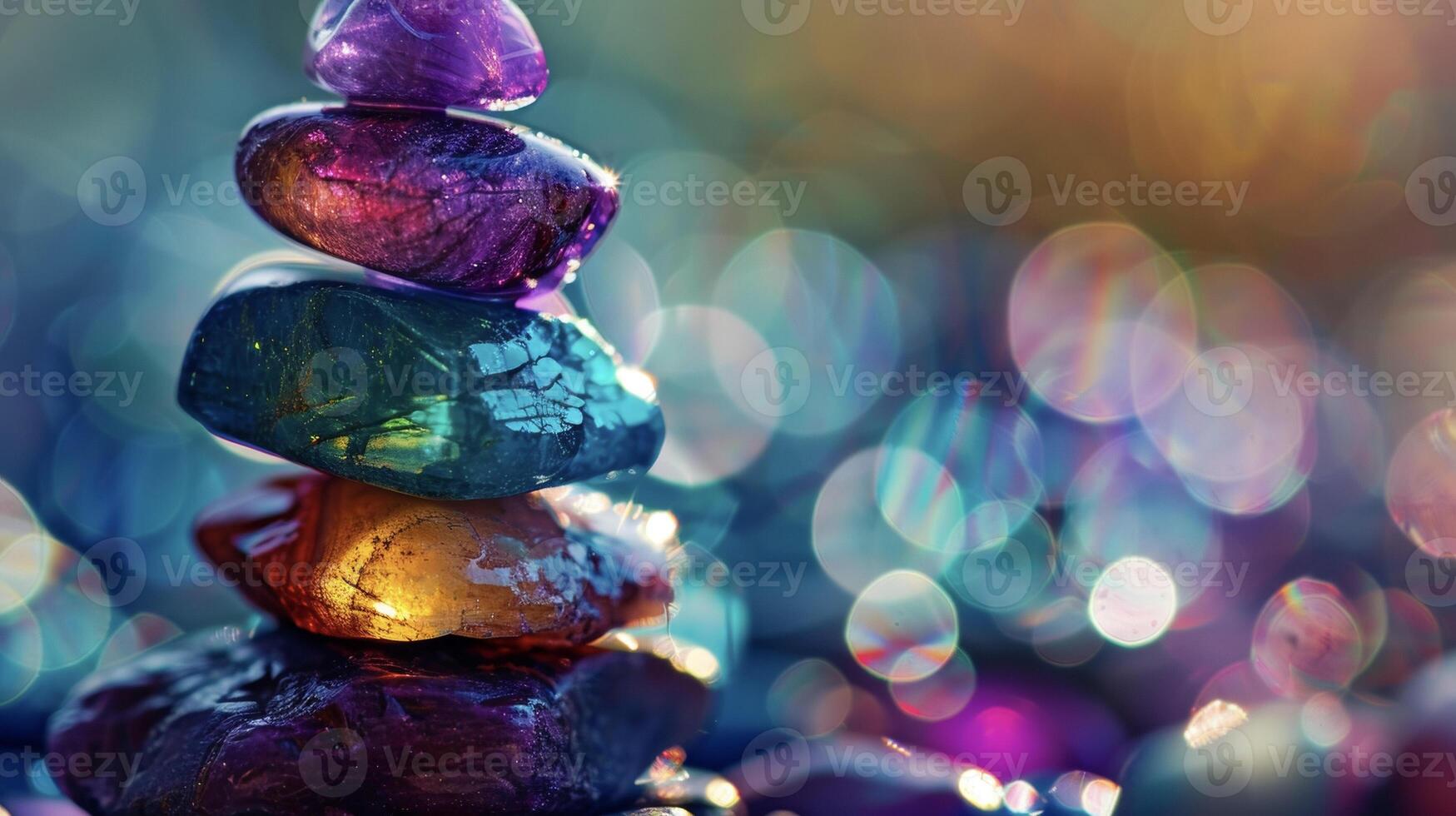 A stack of polished gemstones representing the use of crystals and gemstones in traditional healing ods for balancing energy and promoting physical and emotional wellbeing photo