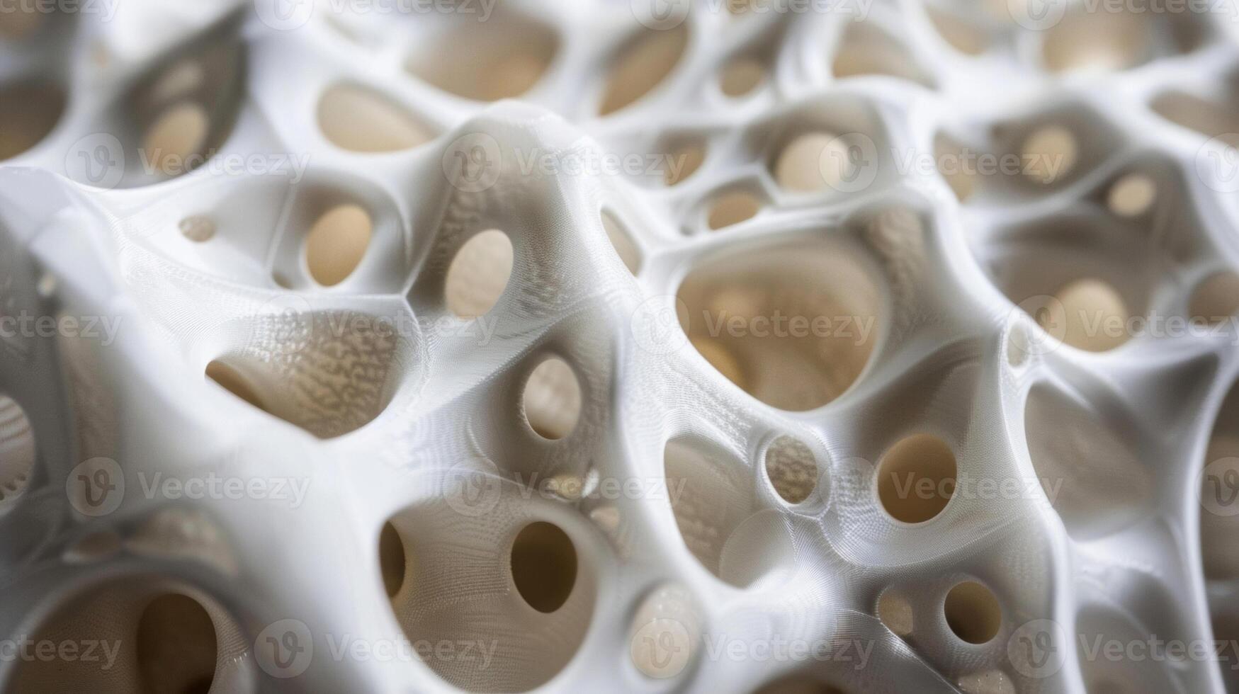 A closeup image of a 3D printed tissue scaffold showcasing the intricate structure and precise placement of cells and biomaterials. represents the development of mor photo