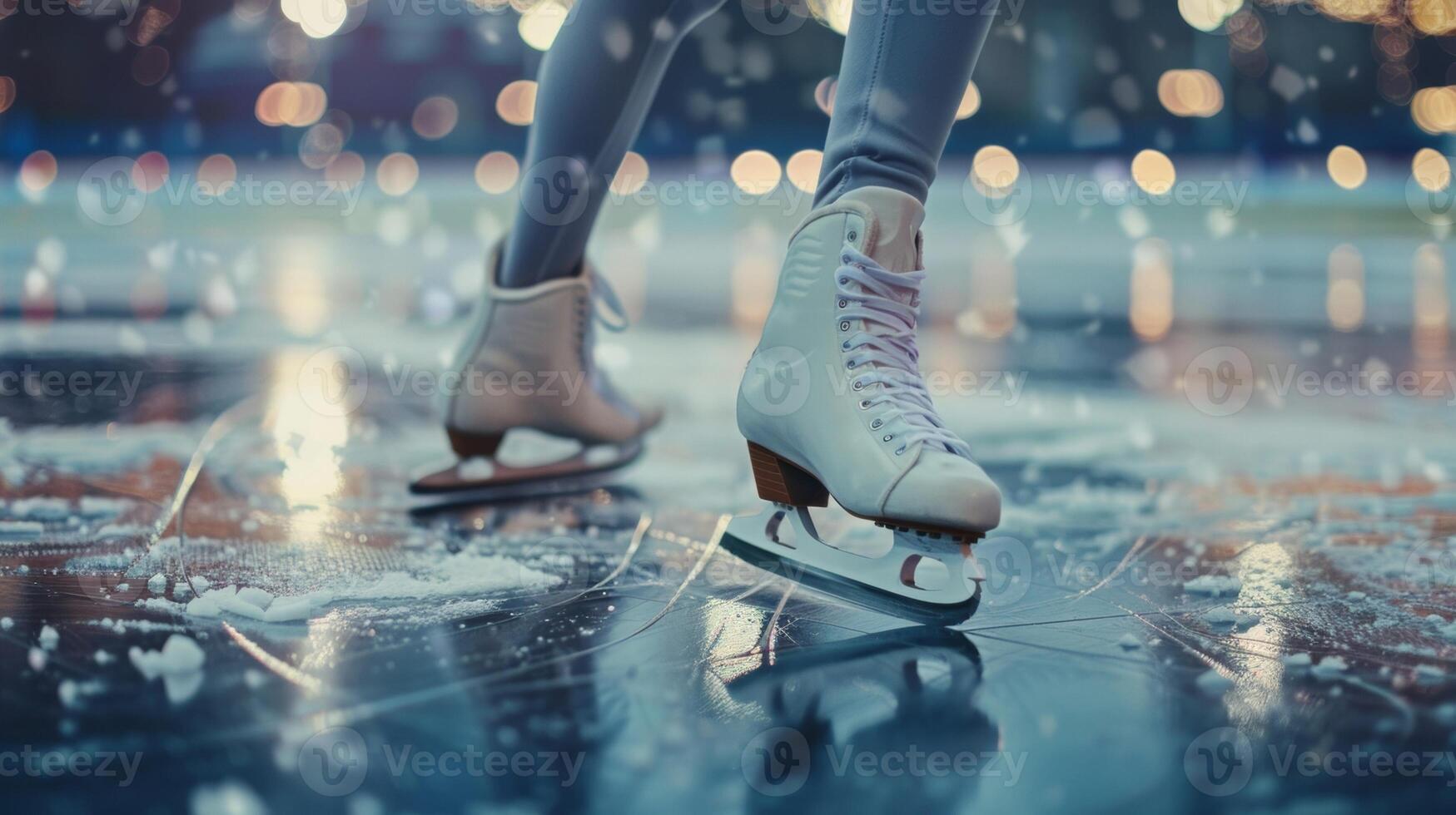 The precision and finesse of a figure skaters spin captured in a detailed shot photo