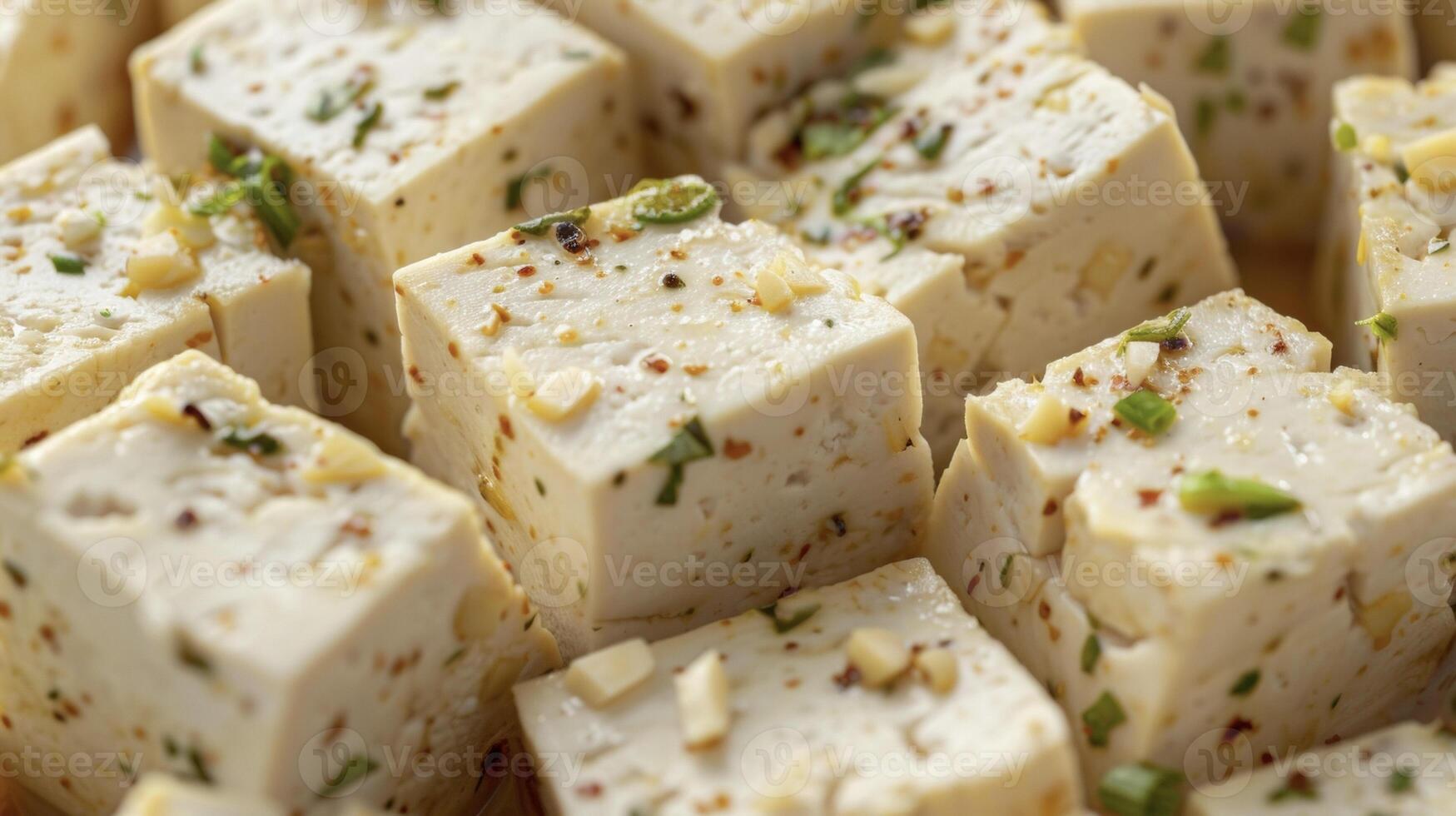 A detailed view showing numerous food items, each distinct in shape, color, and texture, creating a visually rich composition photo