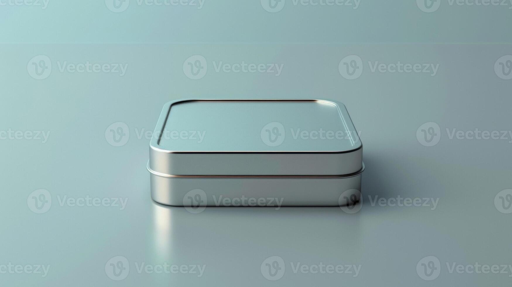 Blank mockup of a square tin box great for packaging cosmetics or small gifts photo