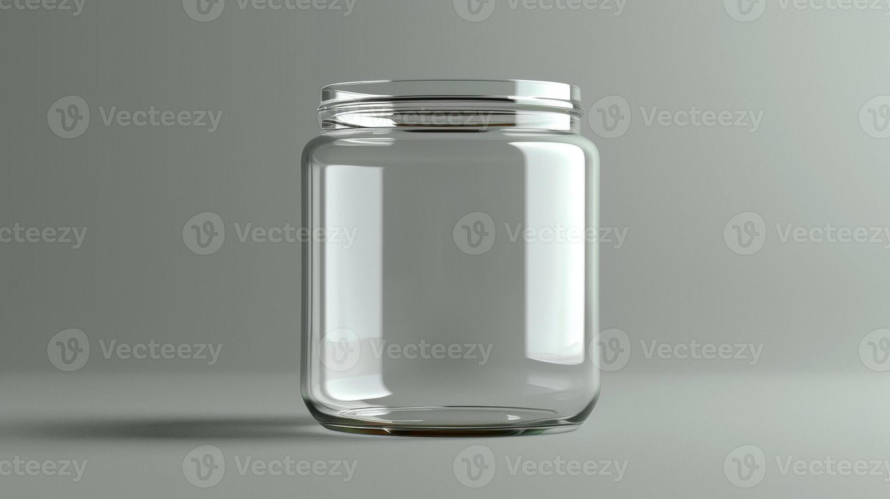 Blank mockup of a cylindrical glass jar ideal for packaging jams or pickled goods photo