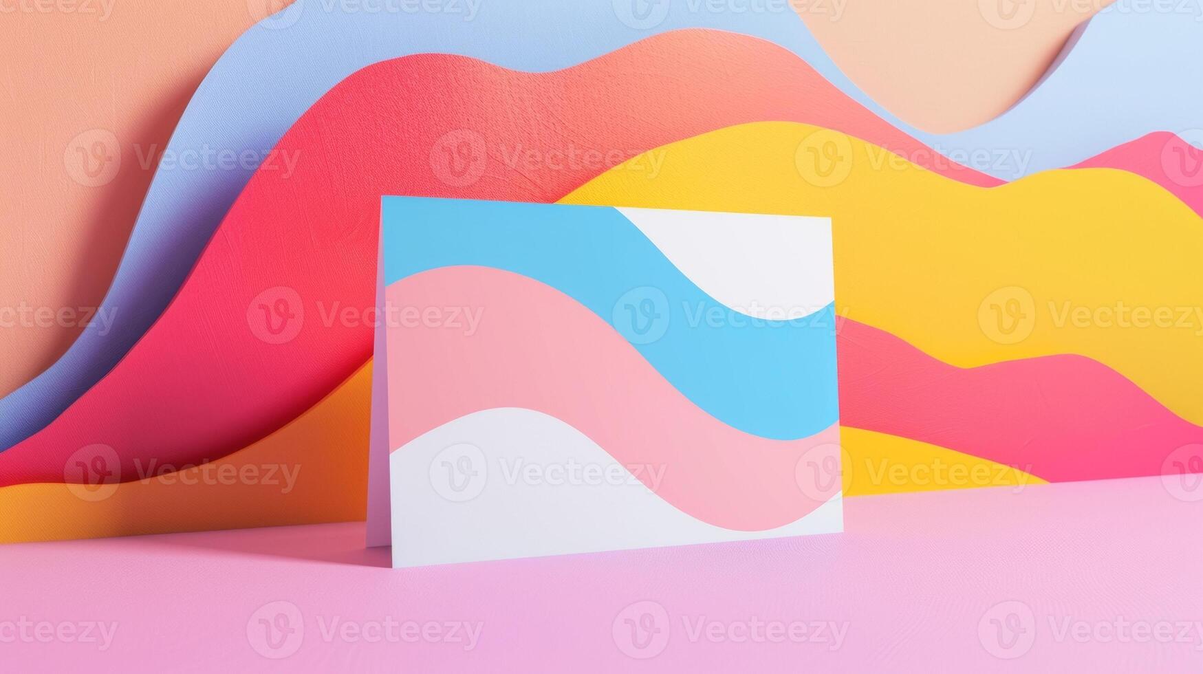 Bright and bold blank mockup of a business card with vibrant branding artistic accents and clear contact details photo