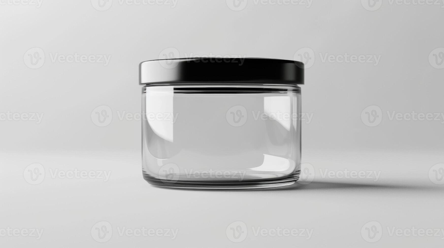Blank mockup of a sleek and modern glass jar ideal for storing salad dressings or homemade sauces photo
