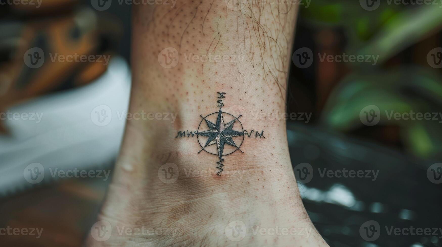 Nestled on their ankle a small tattoo of a compass serves as a reminder to always follow their true north. photo
