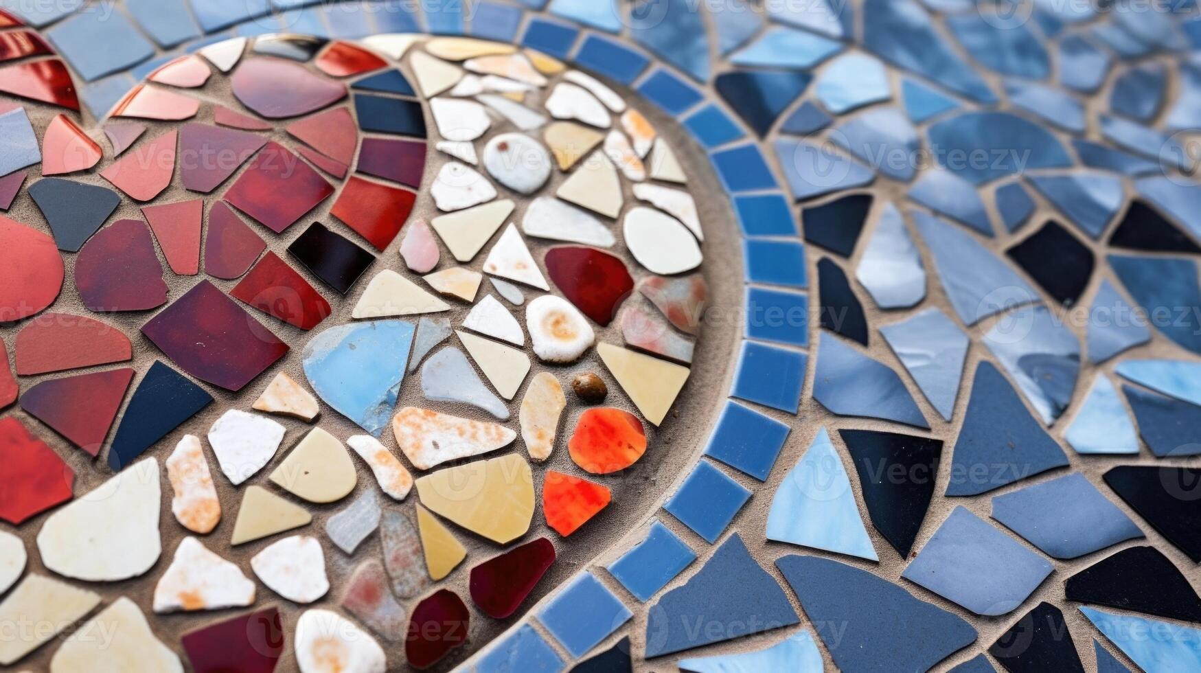 The heart mosaic is a mosaic within a mosaic, with smaller hearts nestled within the larger one, showcasing the artists attention to detail. photo