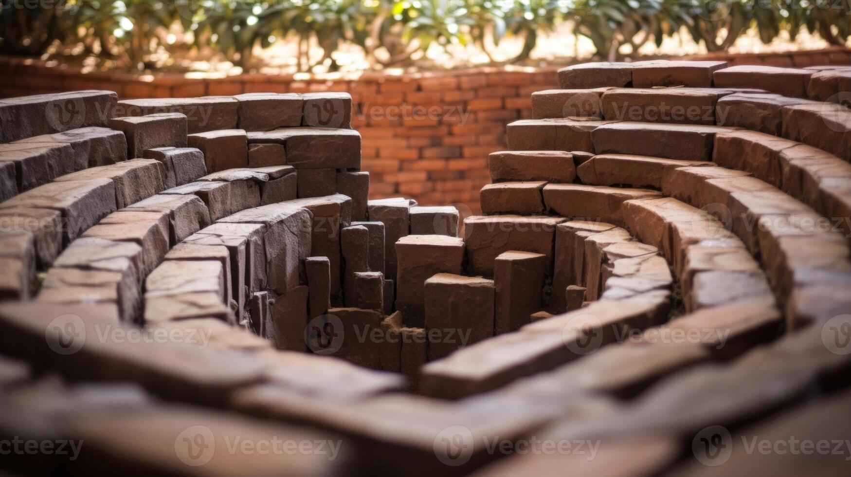 Through the narrow passages of the labyrinth, the heartshaped center can be glimpsed, symbolizing the hope and perseverance needed to find everlasting love. photo