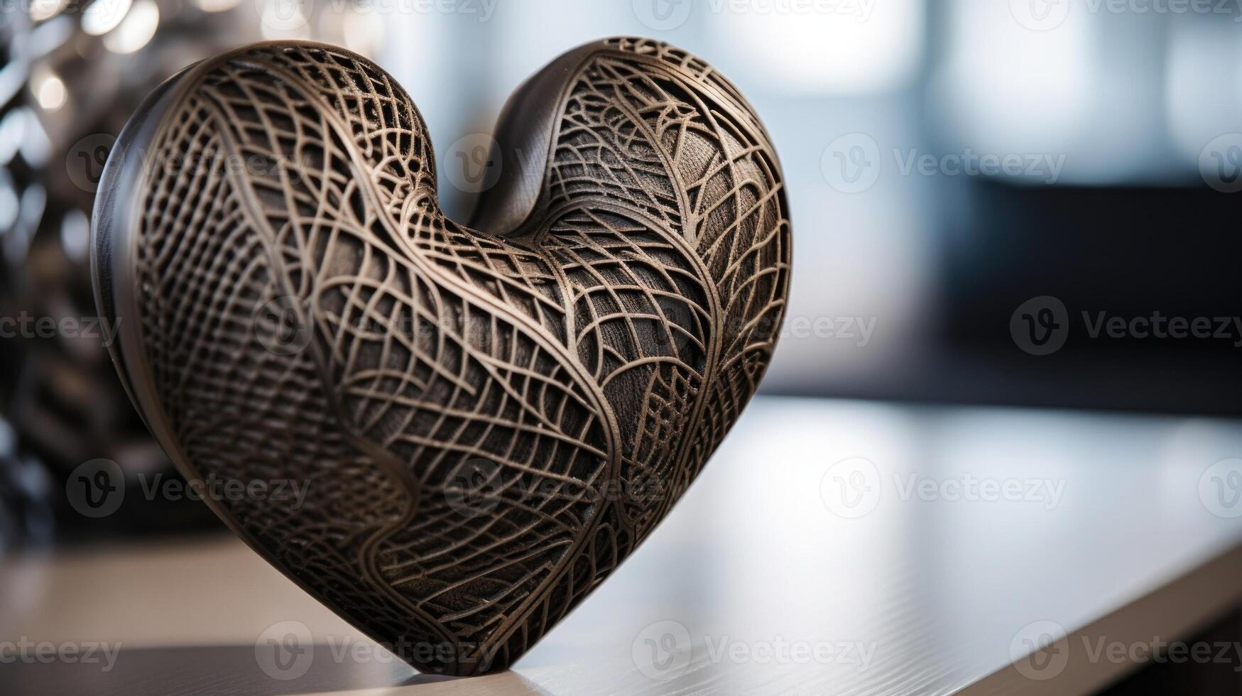 Carefully crafted with smooth lines and intricate detailing, this 3D heart sculpture is a true work of art that will add a touch of elegance to any space. photo