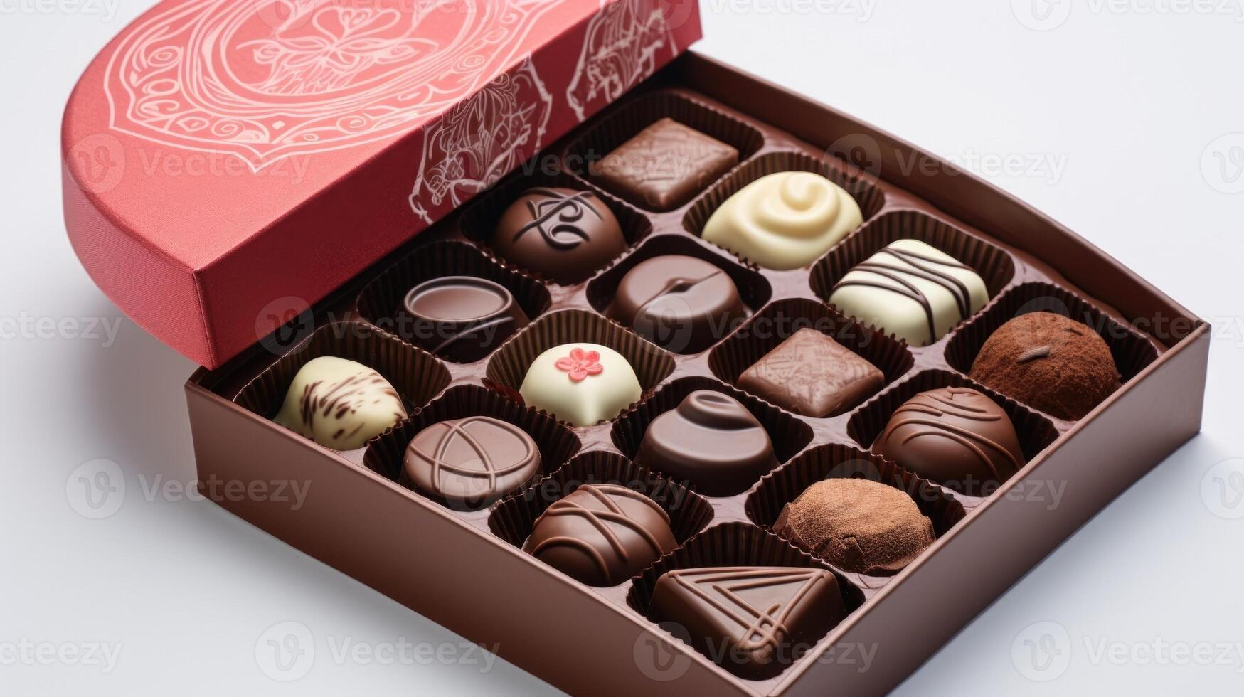 A box of love and indulgence, each chocolate showcasing its own charming animation as the lid is lifted. photo