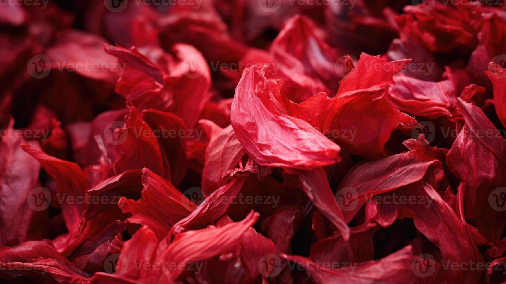 A heap of crimson hibiscus petals, freshly picked and carefully dried, believed to be a powerful ingredient in the elixir of love. photo