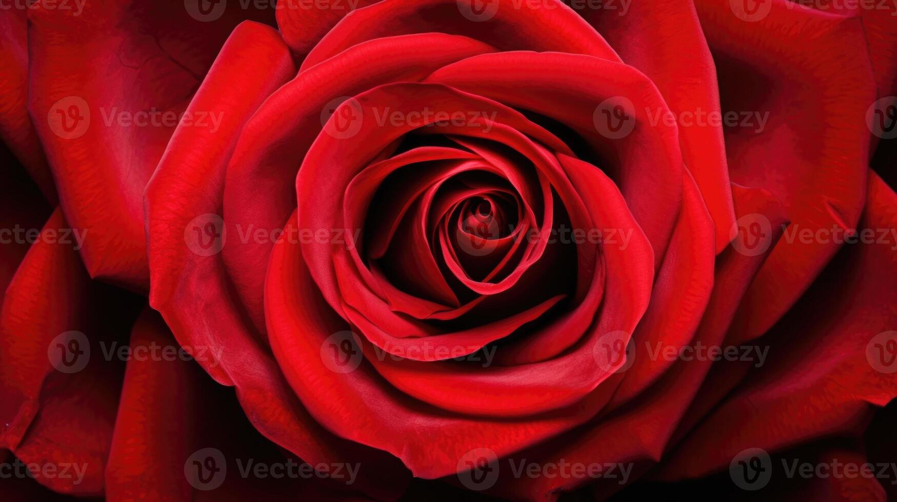 The vibrant red color of this rose petal is intensified in a stunning closeup shot, transporting you to a peaceful garden. photo