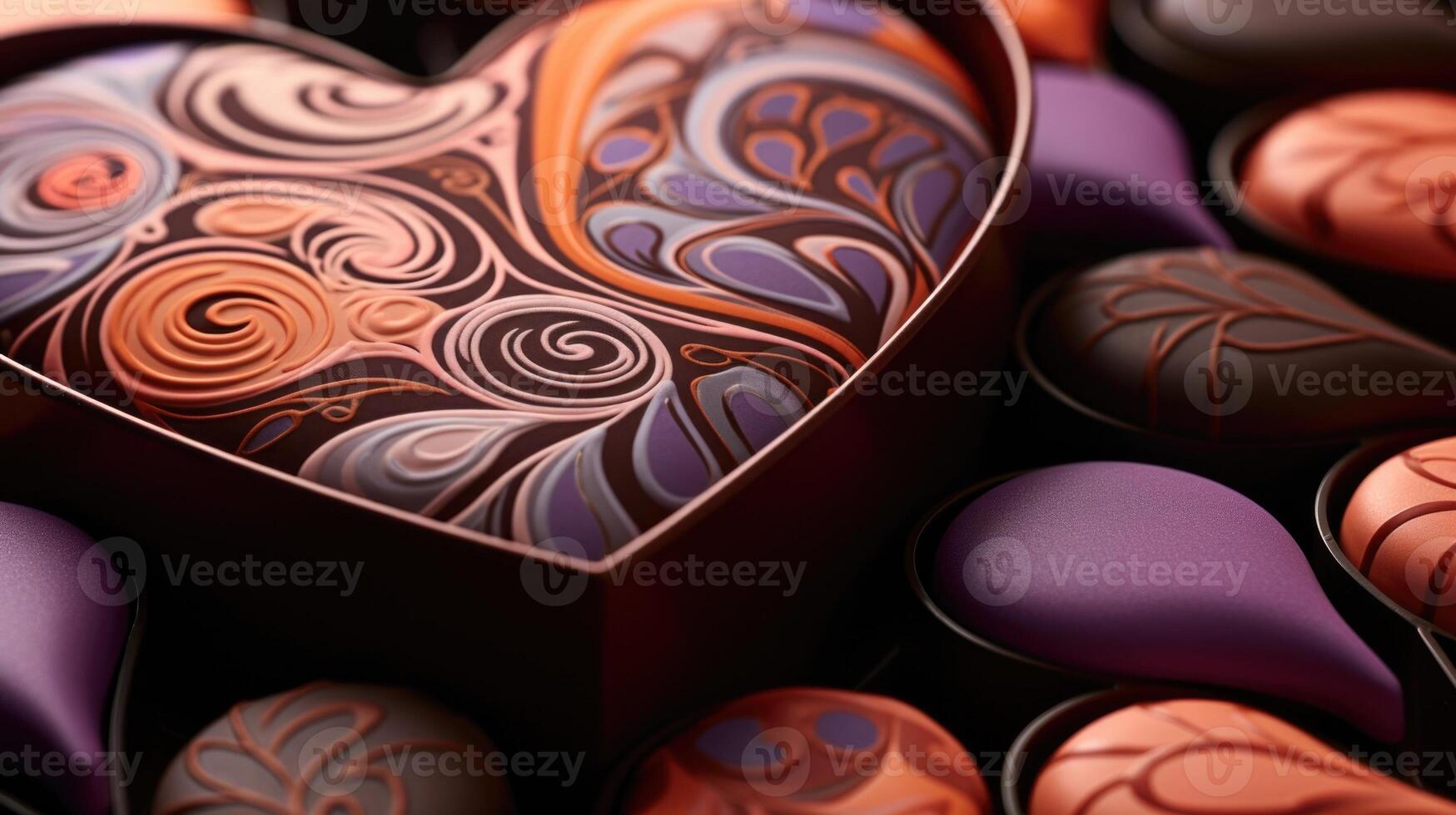 In a symphony of movement and color, the chocolate box reveals its hidden gems heartshaped chocolates with endearing animations. photo