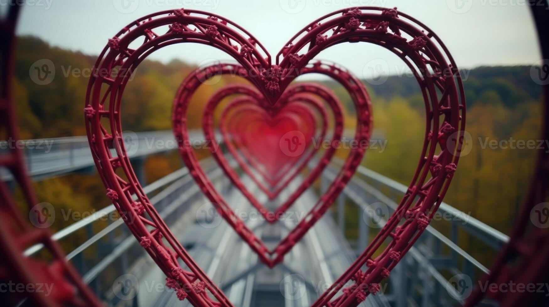 As the coaster reaches top speed, the tracks form a heart shape, symbolizing the exhilaration of falling in love. photo