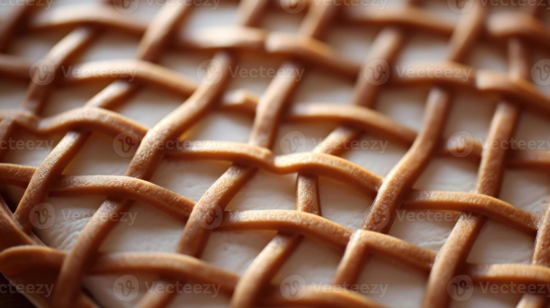 A closeup of a heartshaped pastry reveals a delicate lattice pattern, created with perfectly p strips of dough. photo