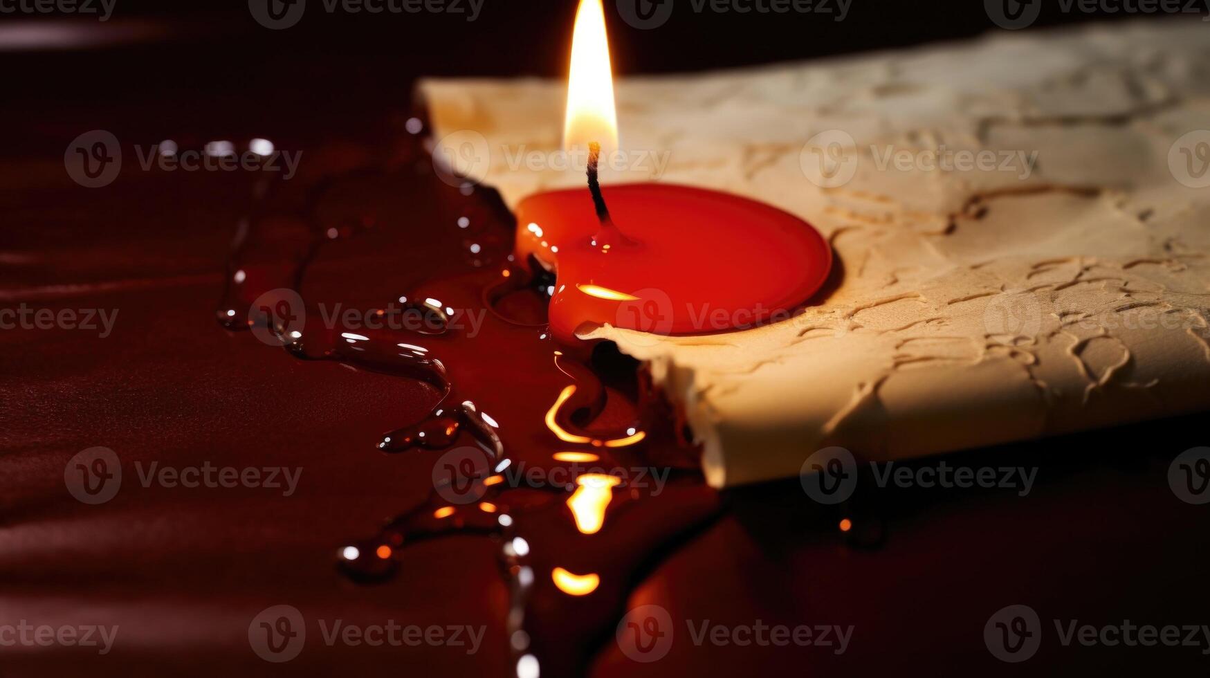 The wax of a melting candle drips onto the page below, a symbol of the passion and intensity in the love letter being crafted. photo