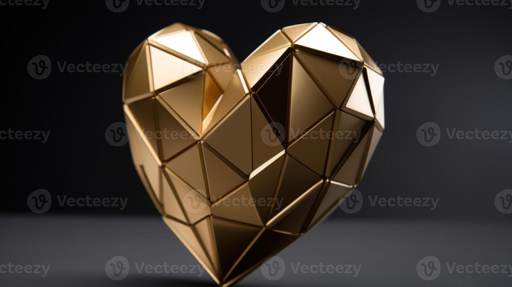 A modern take on a traditional symbol, this 3D heart sculpture captivates with its bold, geometric shape and metallic finish. photo