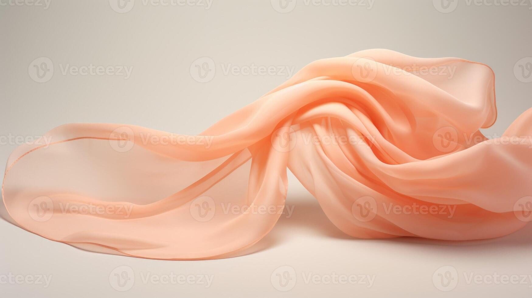 Minimalistic view of a lightweight silk scarf in a peach fuzz shade, offering both comfort and style. photo