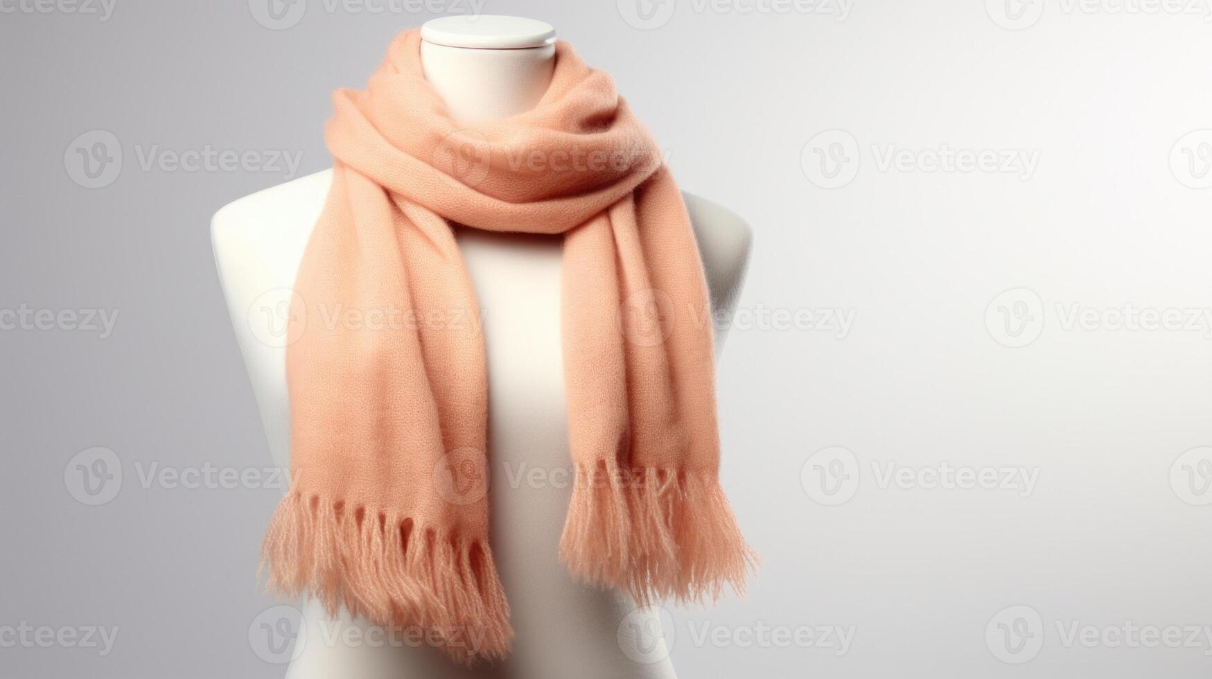 Minimalistic view of a looped Peach Fuzz scarf, effortlessly adding texture and style to a winter ensemble. photo
