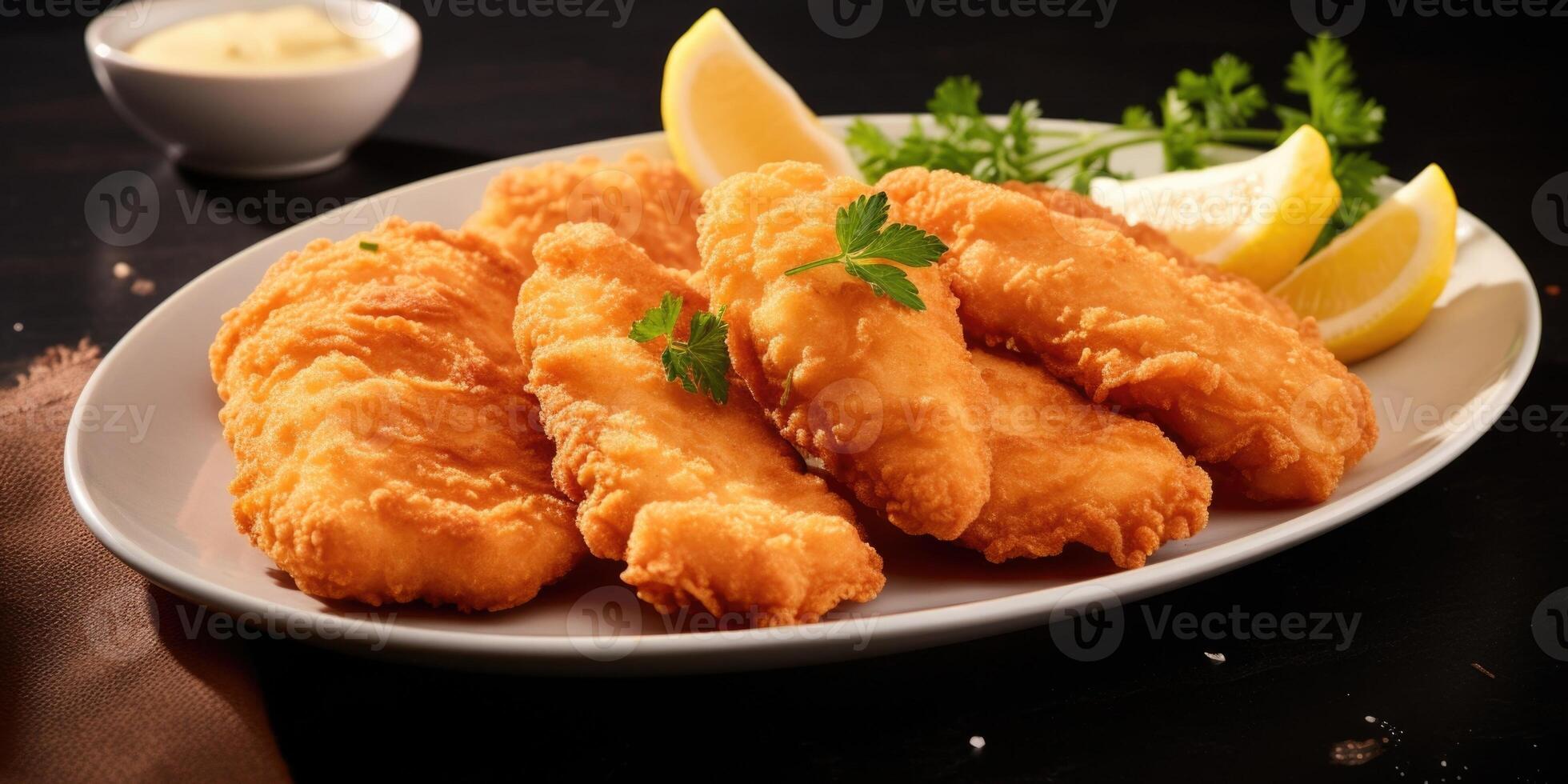The delectable aroma of the Chicken Schnitzel wafts through the air, captivating your senses and leaving you eager to experience the satisfying combination of flavors and textures that photo