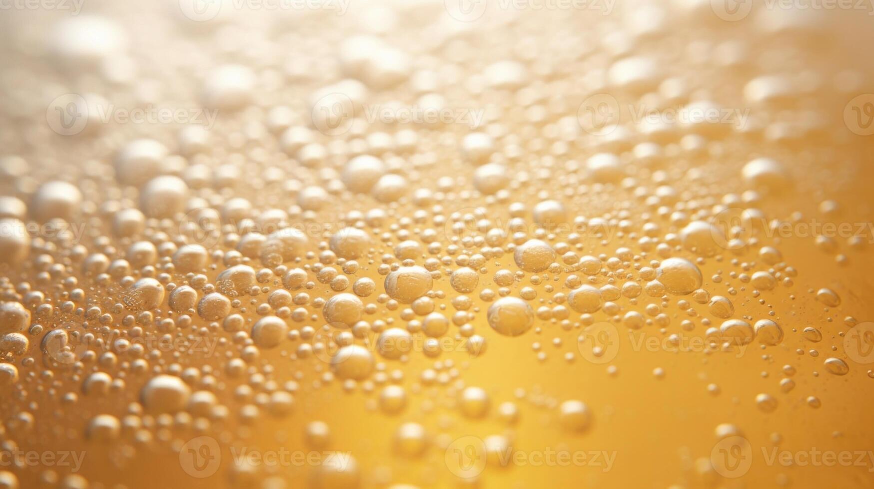 A closeup shot reveals the intricate details of a farmhouse ale, as tiny bubbles dance on the surface, reminiscent of effervescent Champagne. The glass showcases the ales pale yellow photo