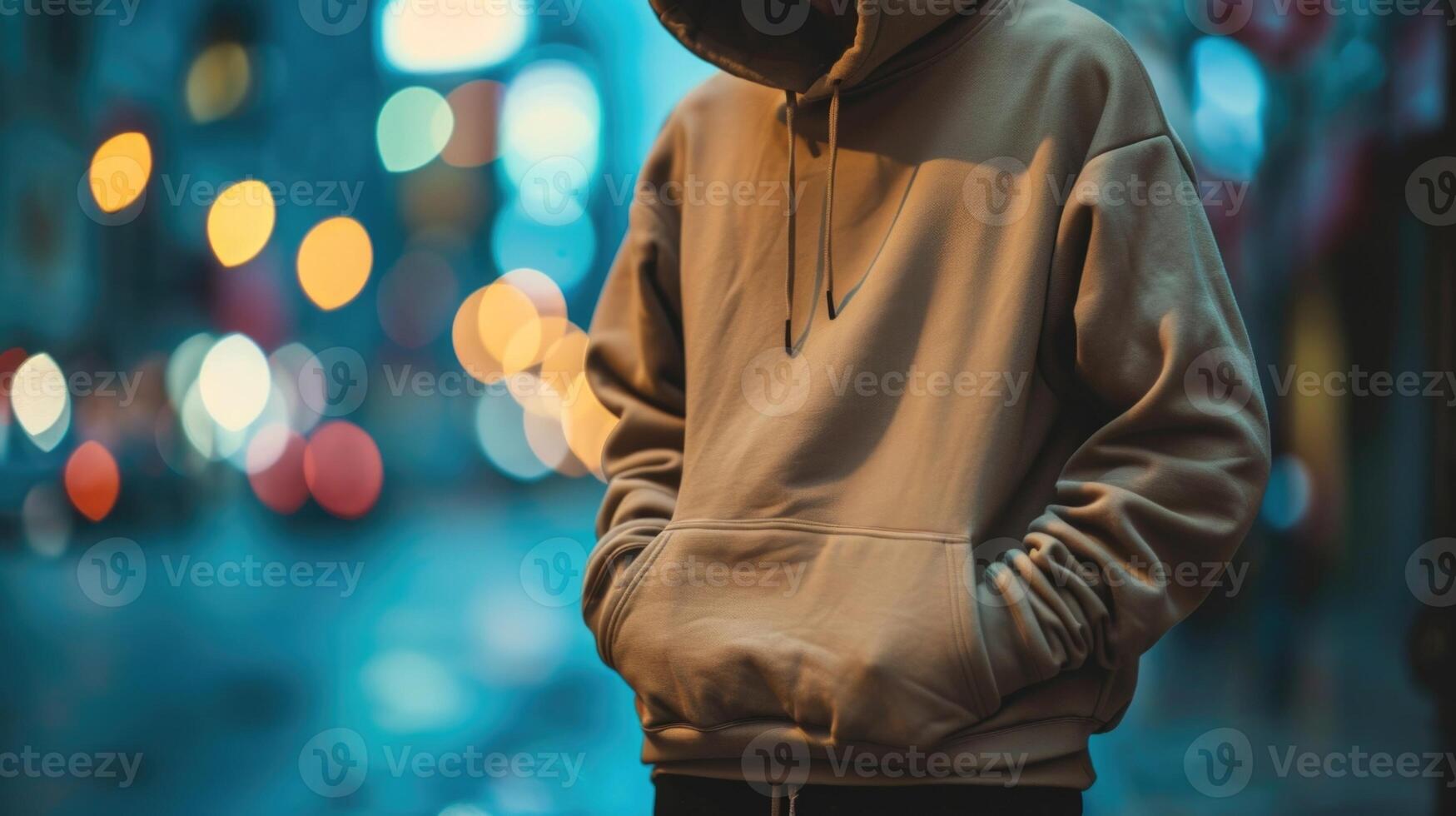 Effortlessly cool Keep it simple with an oversized beige hoodie, black joggers, and white sneakers for an effortlessly cool and comfortable outfit. photo