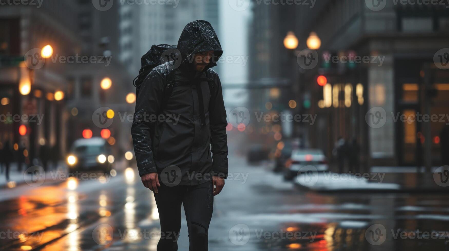 Be prepared for any weather with a versatile black waterproof parka, thermal leggings, and reliable trail running shoes for ultimate protection and style. photo