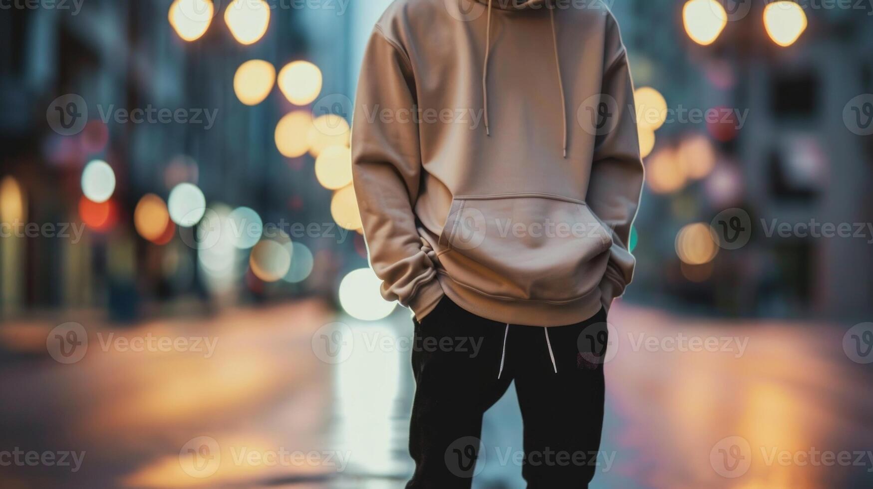 Minimalist vibes Keep it simple yet chic with an oversized beige hoodie, black joggers, and white sneakers the perfect combination for a sleek and minimalist look. photo