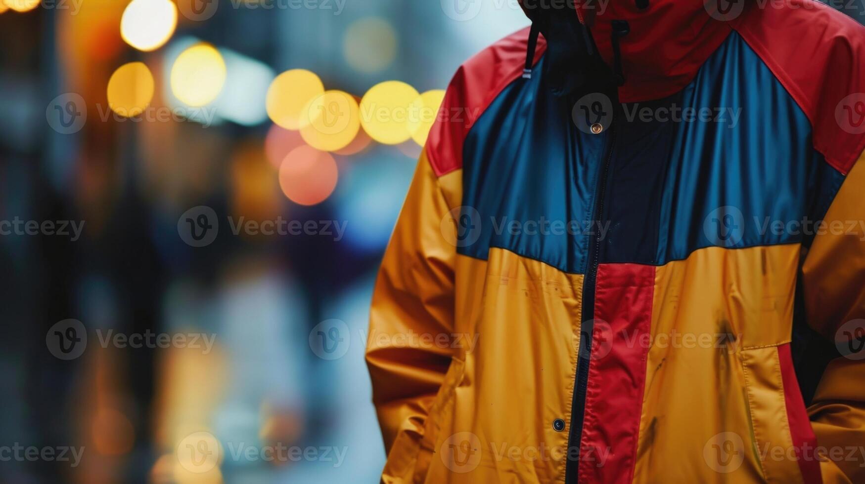 Sustainable Streetstyle Make a statement in this bold, colorblocked recycled polyester windbreaker, paired with a basic bamboo fiber tshirt and fashionforward ecofriendly sneakers. A photo
