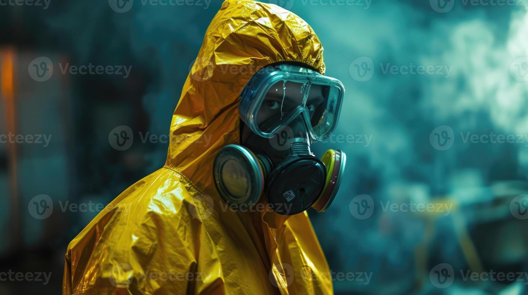 A portrait of the investigator taking off their biohazard suit after a successful investigation, exemplifying their commitment and bravery. photo
