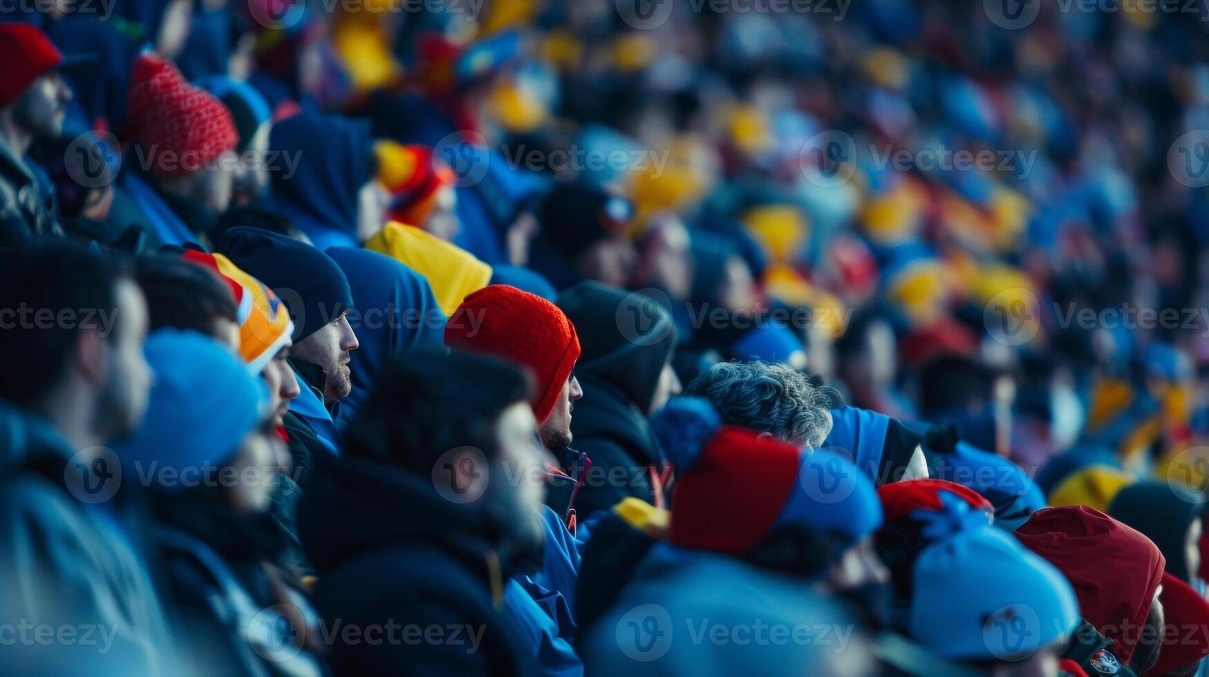 The stands are a sea of blue red and yellow as fans gather to support their team photo