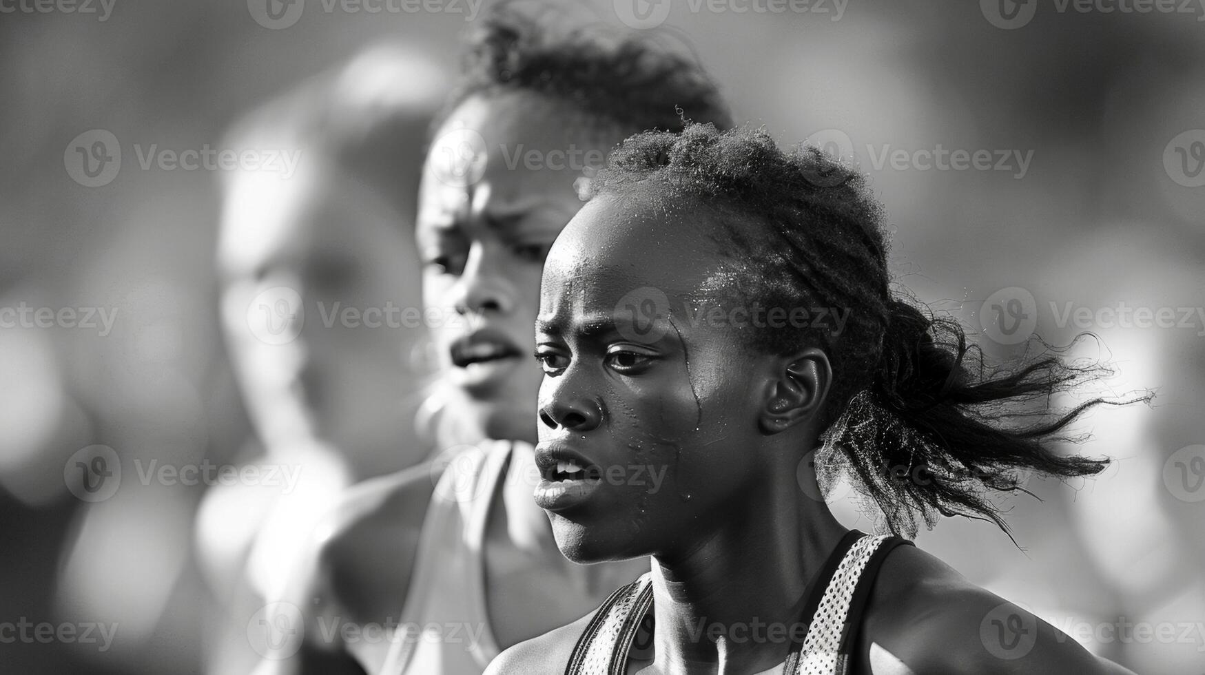 The determination and grit evident in a runners face as they push through the last few meters of a race photo