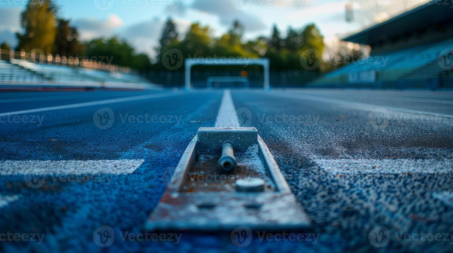 The starting blocks a symbol of the beginning of a race and the opportunity for sprinters to push their limits photo