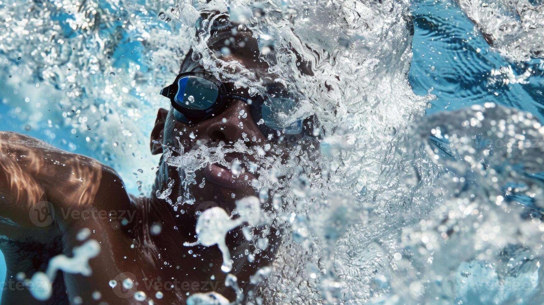 The exhilaration on a swimmers face as they touch the wall and complete a recordbreaking race photo