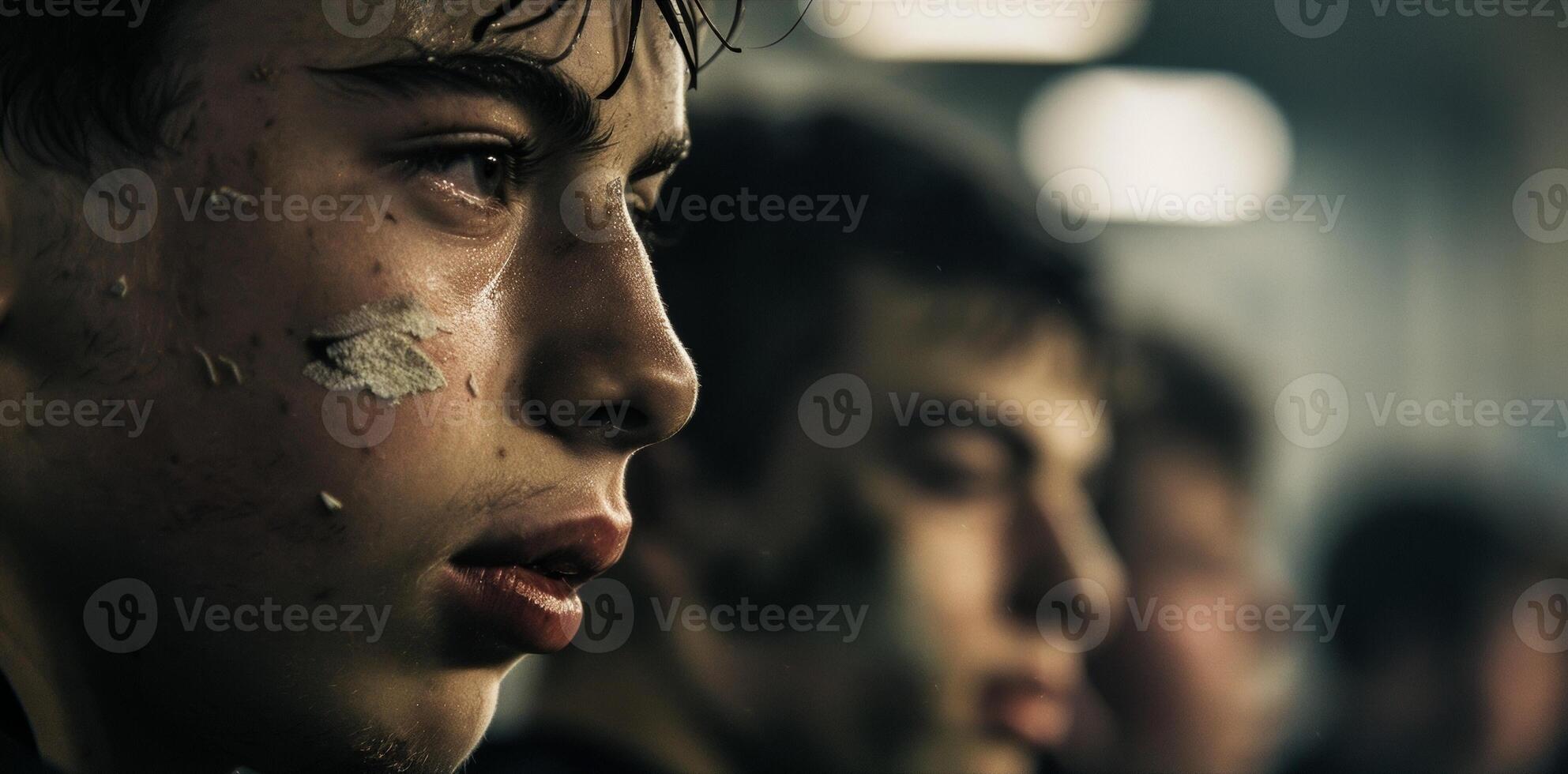 The intense stares of concentration from players as they prepare to exert their strength photo