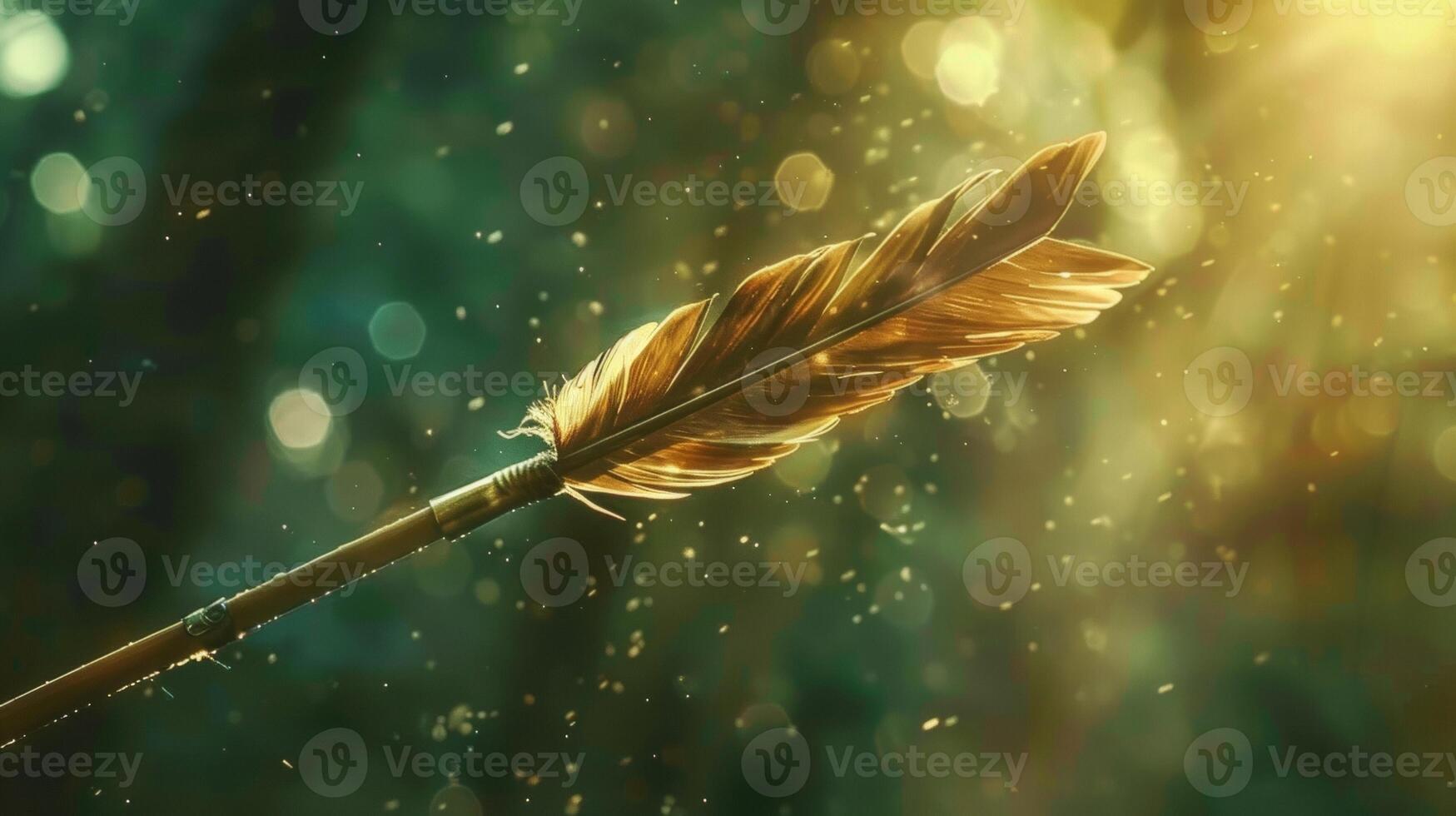 The flutter of the archers feathers as the arrow s through the air photo