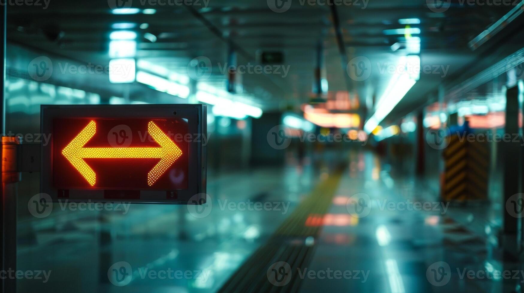 A shot of emergency exit signs tered throughout the stadium for quick and safe evacuation in case of an emergency photo