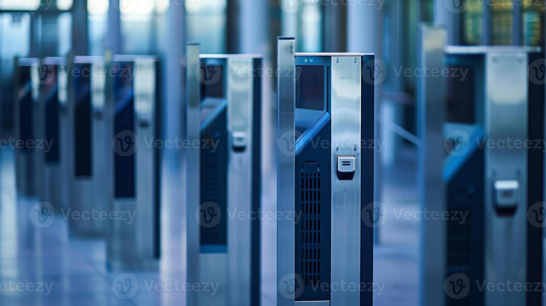 A closeup of metal detectors at the stadium entrance ensuring no dangerous items are brought inside photo