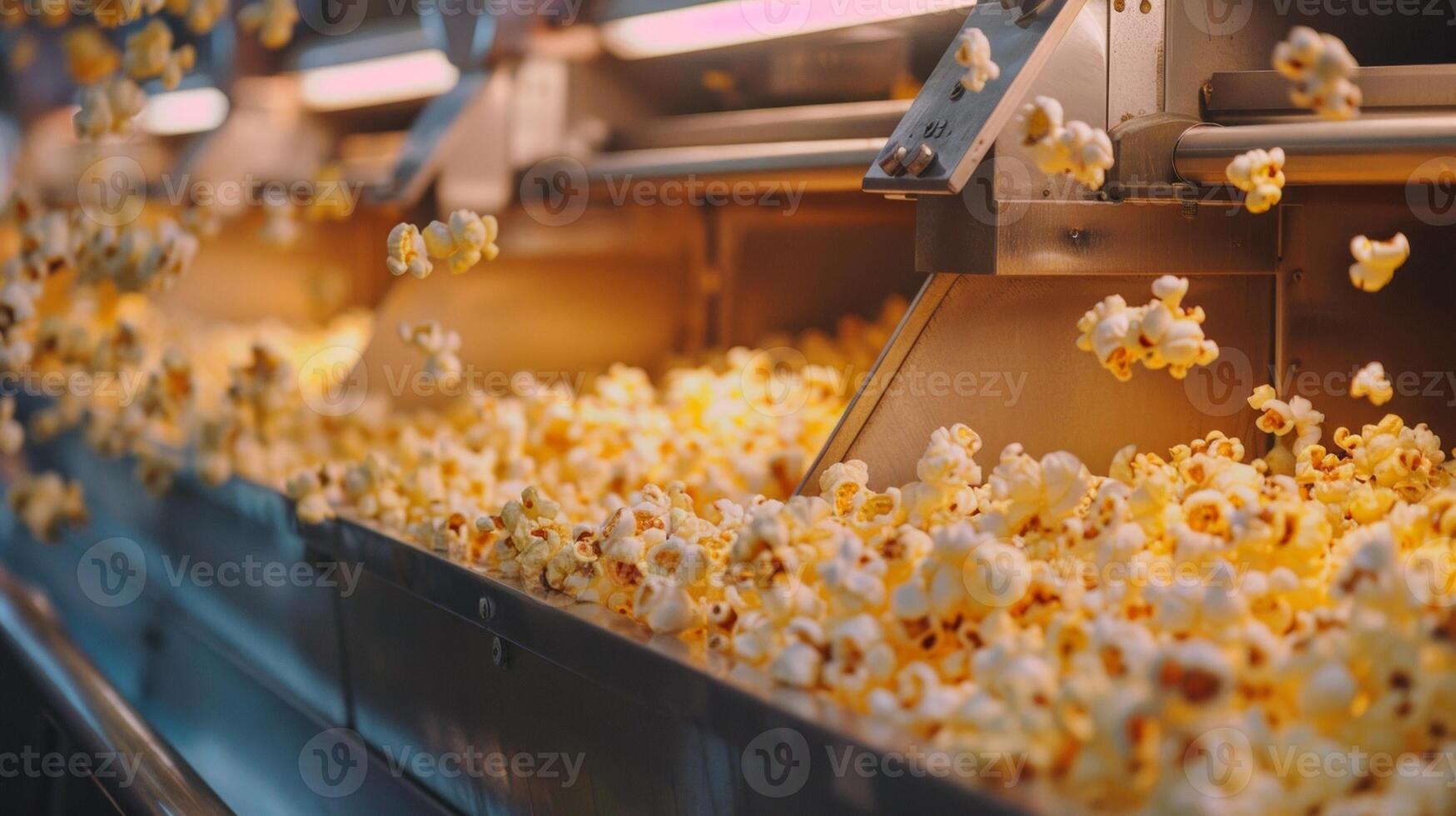 A closer look at the impressive row of popcorn machines at the stadium producing fresh and buttery popcorn for moviegoers and sports fans alike photo