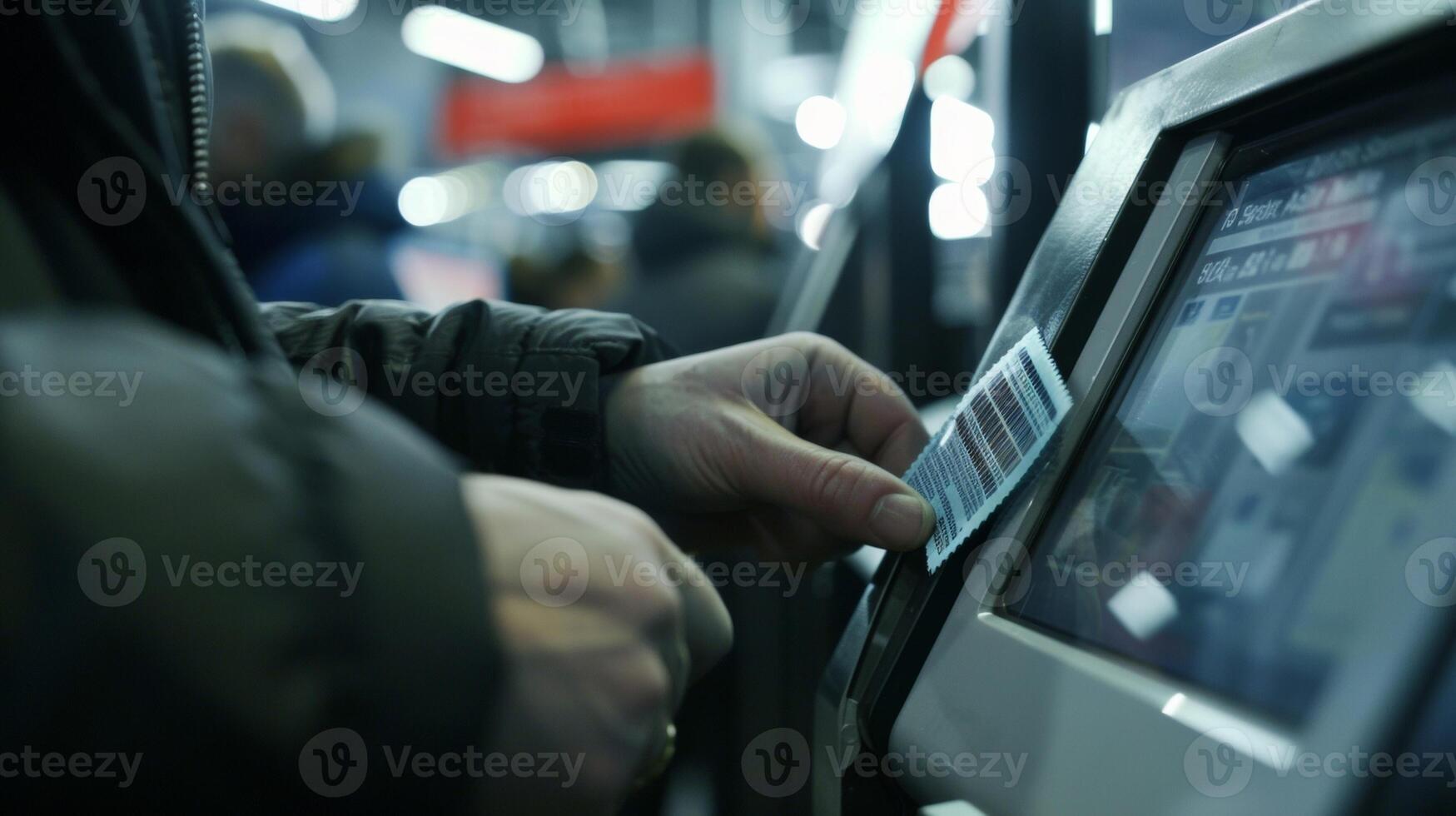 A closeup of a ticket being scanned with the ticketing system seamlessly processing fans as they make their way into the stadium photo