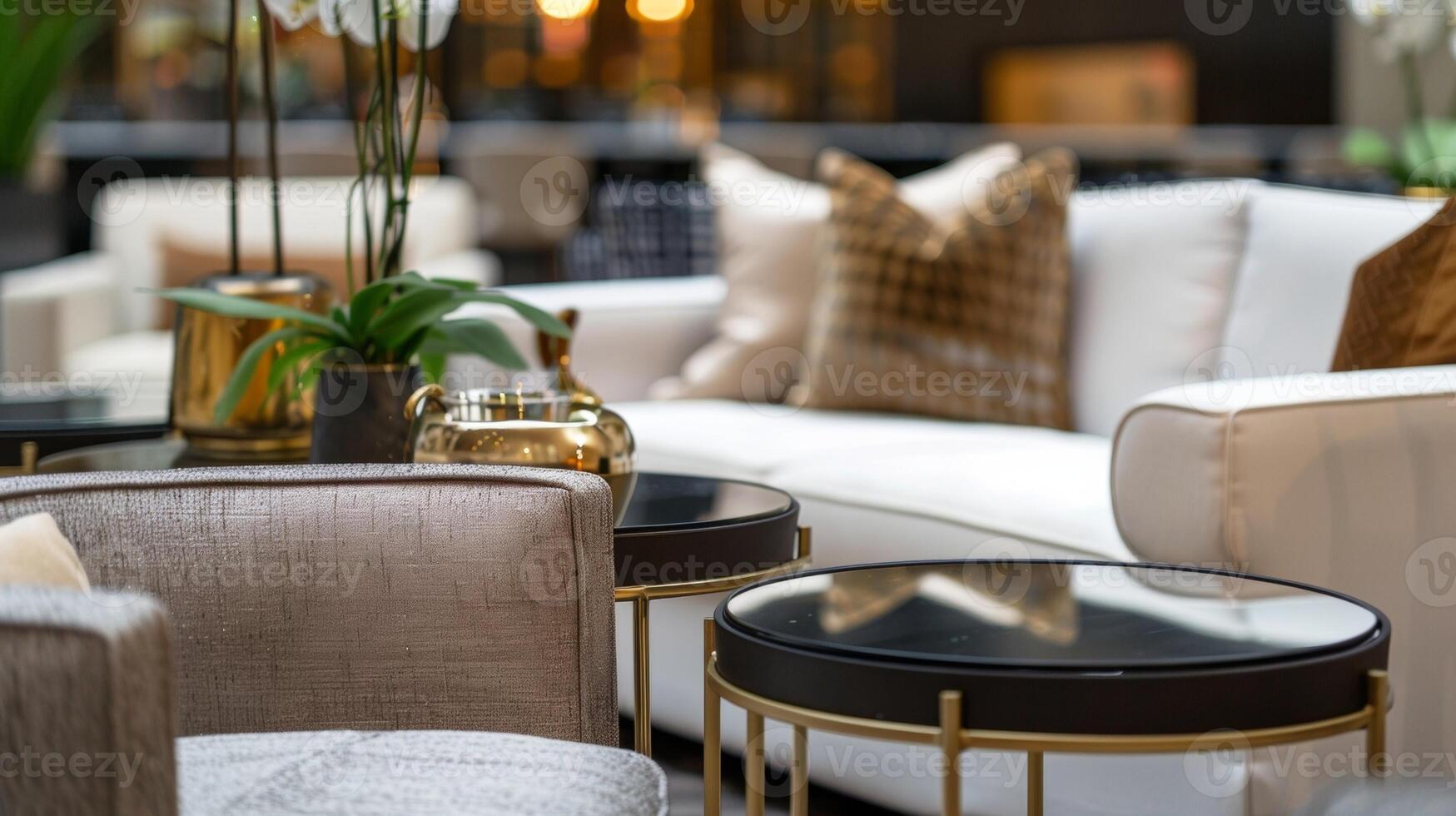Closeup of a modern and sophisticated VIP lounge area perfect for socializing and networking with other highprofile guests during the event photo
