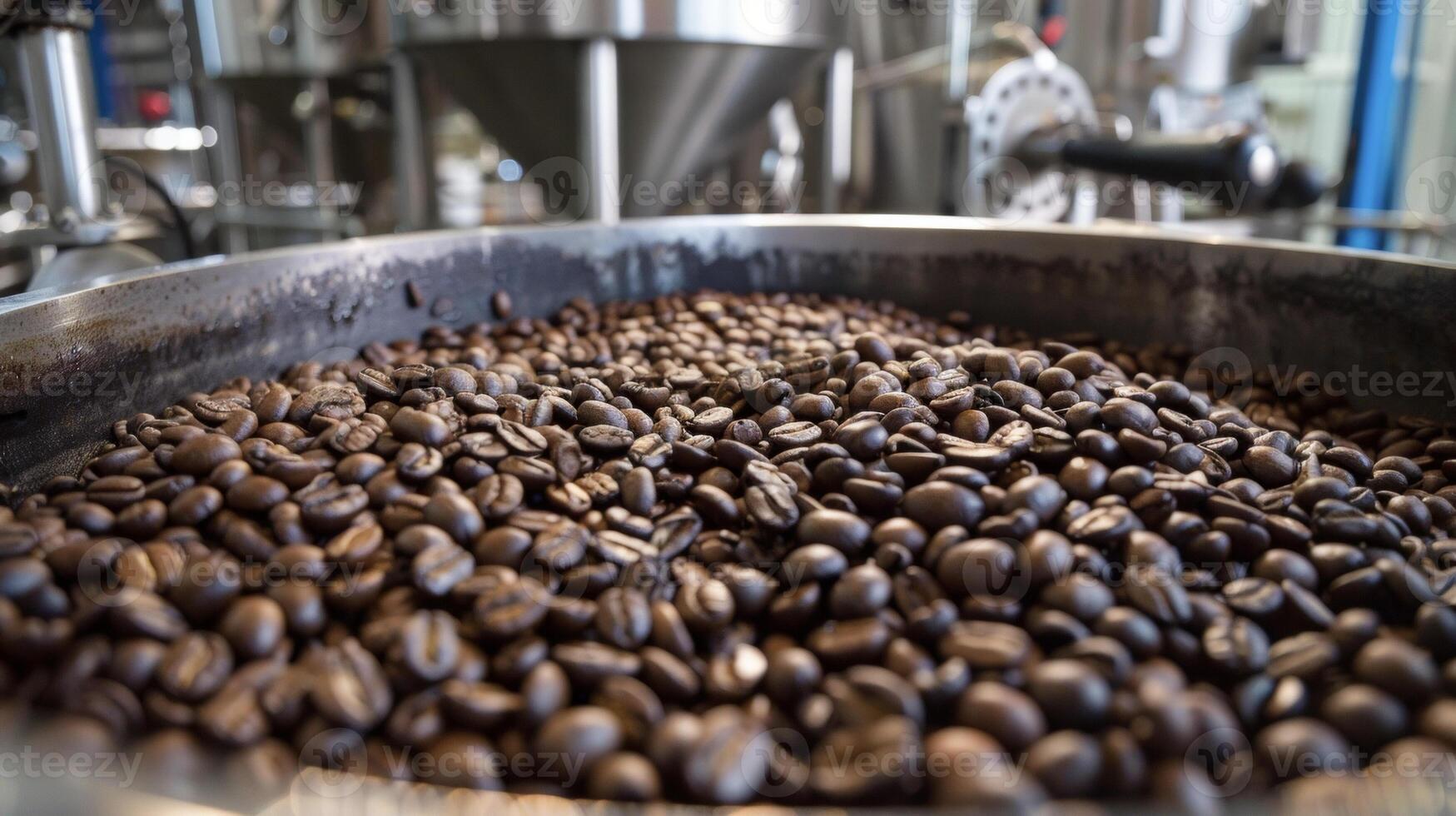 A large pot filled with an abundance of coffee beans, ready to be roasted and brewed photo