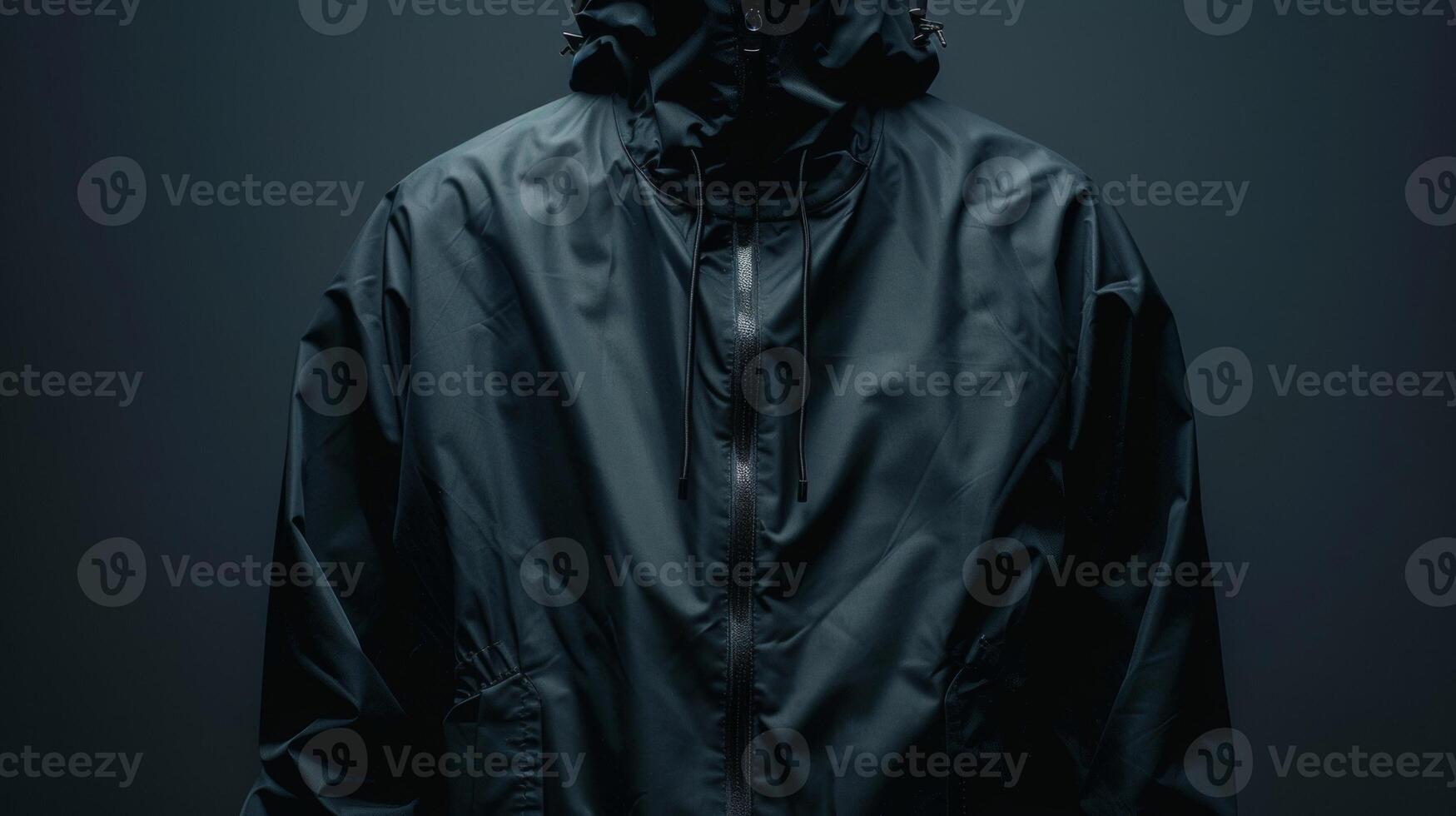 Blank mockup of a stylish and practical rain jacket great for showcasing a logo or design on the chest or back photo