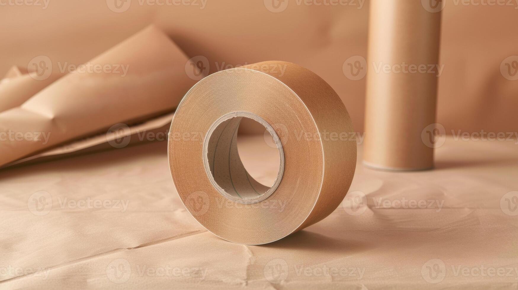 Classic brown packaging tape with a blank mockup for customizing with different font and color option photo
