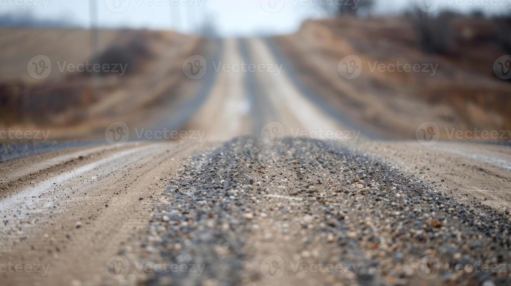 The sound of tires on gravel echoes through the empty stretch of road a lonely reminder of the bustling activity that once filled . AI generation photo